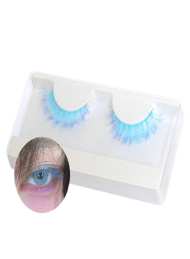 BERSHNOR Colored Blue Lashes Cat Eye Faux Mink False Eyelashes 3D Curly Volume Fake Lashes Corlorful Eyelashes - Image 2