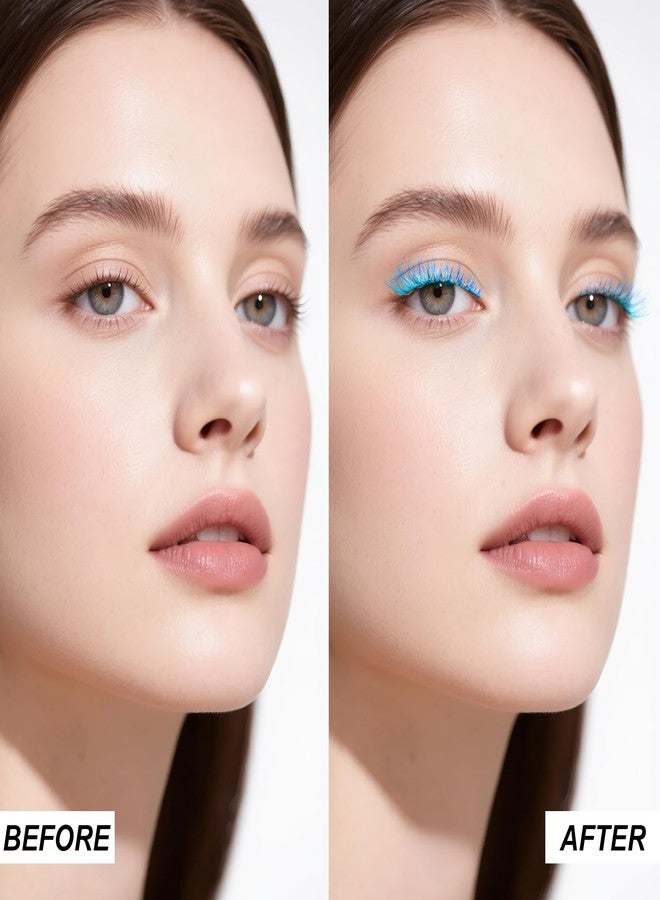 BERSHNOR Colored Blue Lashes Cat Eye Faux Mink False Eyelashes 3D Curly Volume Fake Lashes Corlorful Eyelashes - Image 4