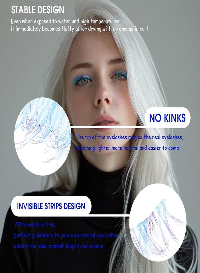 BERSHNOR Colored Blue Lashes Cat Eye Faux Mink False Eyelashes 3D Curly Volume Fake Lashes Corlorful Eyelashes - Image 5