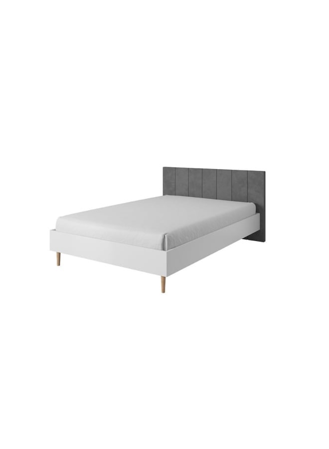ريترو RA-BD12 سرير خشب طبيعي 205×175×114سم - أبيض×رمادي - Image 2