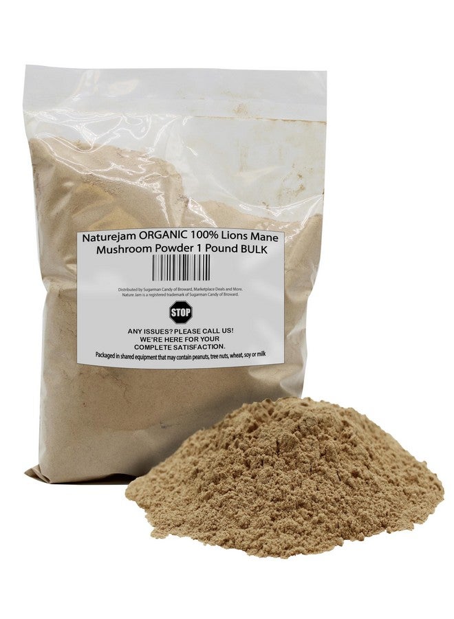 Naturejam Organic Lions Mane Mushroom Powder 1 Pound Bulk-Premium Culinary Grade for Smoothies, Latte and Baking-A Great Coffee Substitute 150-200 Servings - Image 1