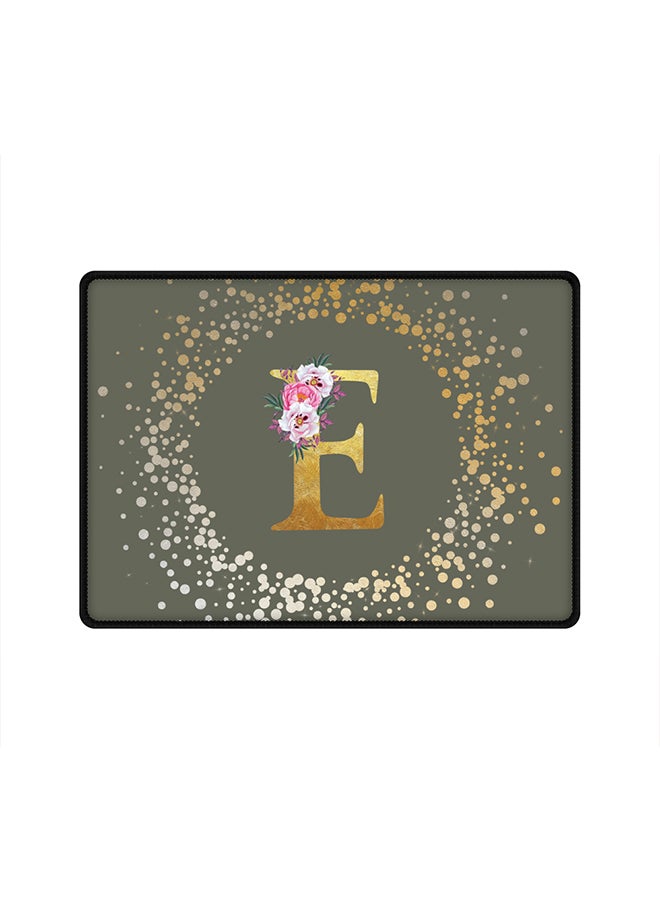 Stylizedd Designer Gaming Mouse Pad Anti-Skid Mousepad Large Keyboard Mouse Pad Desk Mat Custom Monogram Initial Letter Floral Pattern Alphabet - E(Olive Green) - Image 1