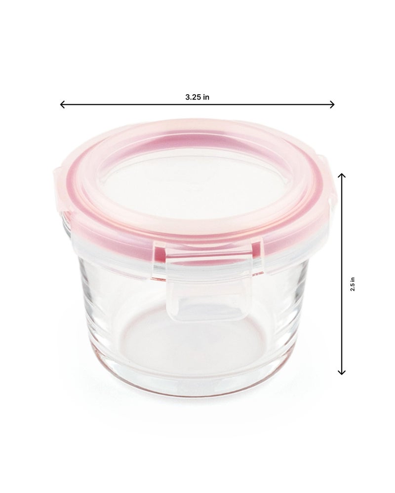 DUBBLIN Lock Me Up Glass Heat Resistant Borosilicate Glass Container Set of 3, 130ml - Round, Clear | Oven, Freezer & Microwave Safe Storage Solution (3 Piece) - Image 3