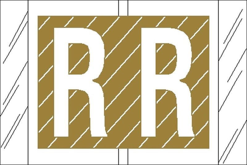 Tabbies Original COL'R'TAB 12000 Series Alpha Labels, Gold, "R", 1"H x 1-1/2"W, Heavy Duty & Fade-Resistant, Made in The USA, 500 Labels/Roll - Image 4