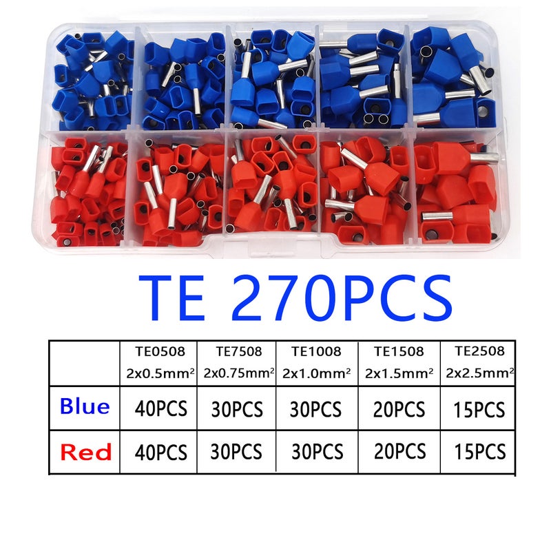 E-Commerce Brass Large Package Te0508 Pin-Shaped Parallel Wiring Double-Wire Pre-Insulated Tube Type Cold-Pressed Terminal - Image 5