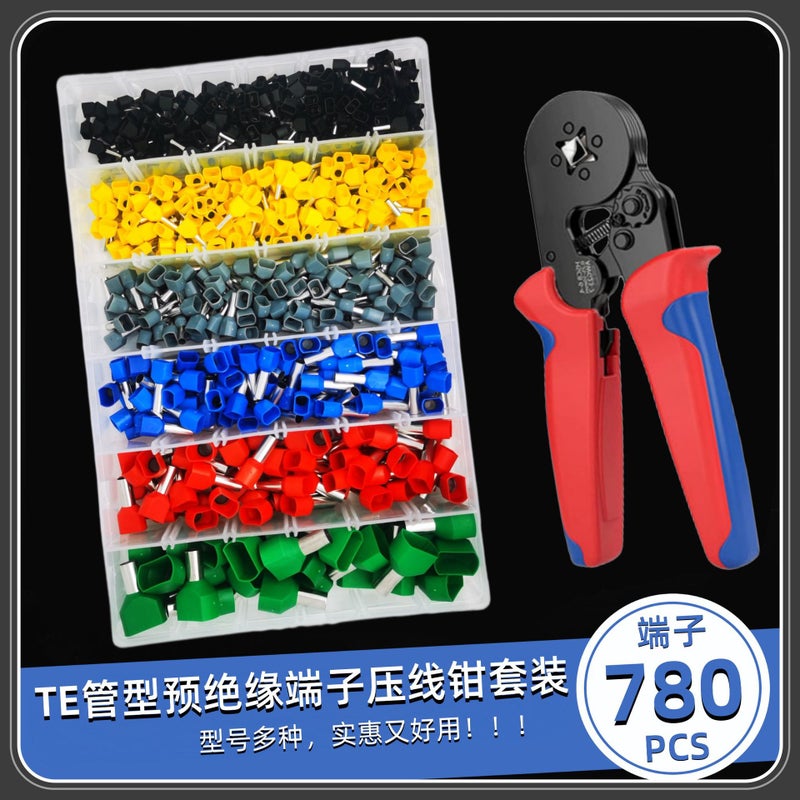 E-Commerce Brass Large Package Te0508 Pin-Shaped Parallel Wiring Double-Wire Pre-Insulated Tube Type Cold-Pressed Terminal - Image 3