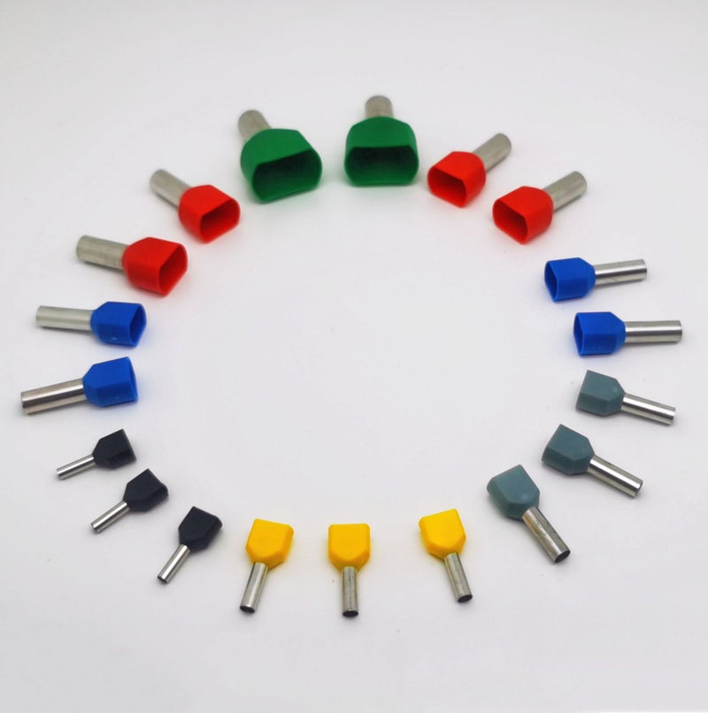 E-Commerce Brass Large Package Te0508 Pin-Shaped Parallel Wiring Double-Wire Pre-Insulated Tube Type Cold-Pressed Terminal - Image 2