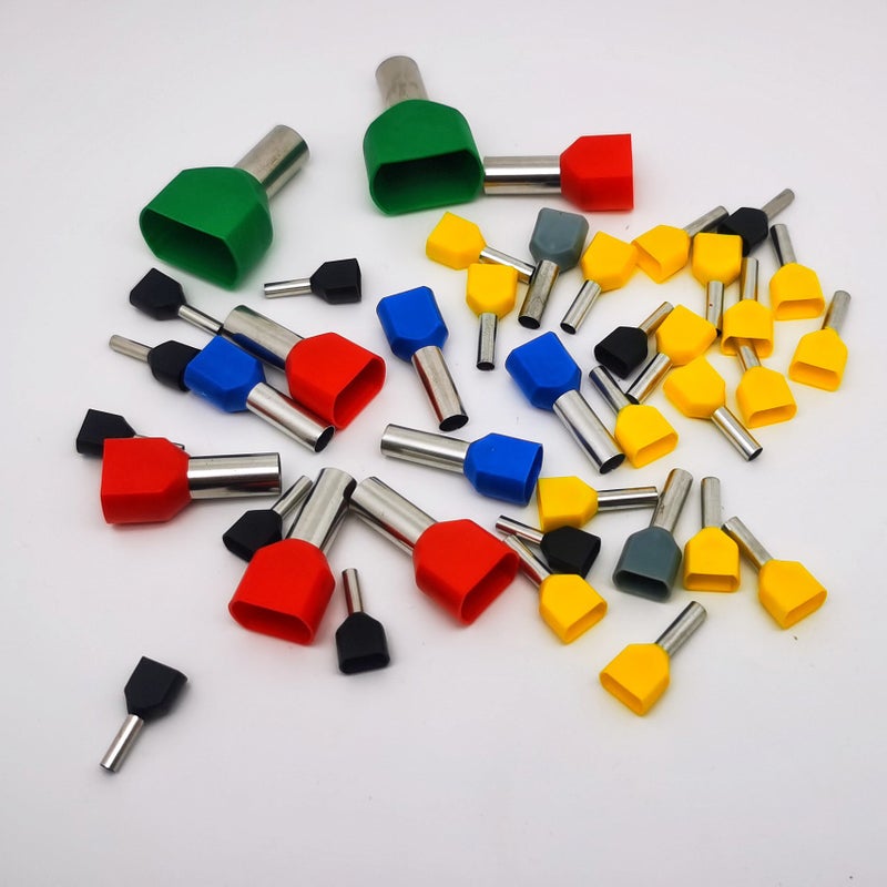 E-Commerce Brass Large Package Te0508 Pin-Shaped Parallel Wiring Double-Wire Pre-Insulated Tube Type Cold-Pressed Terminal - Image 4