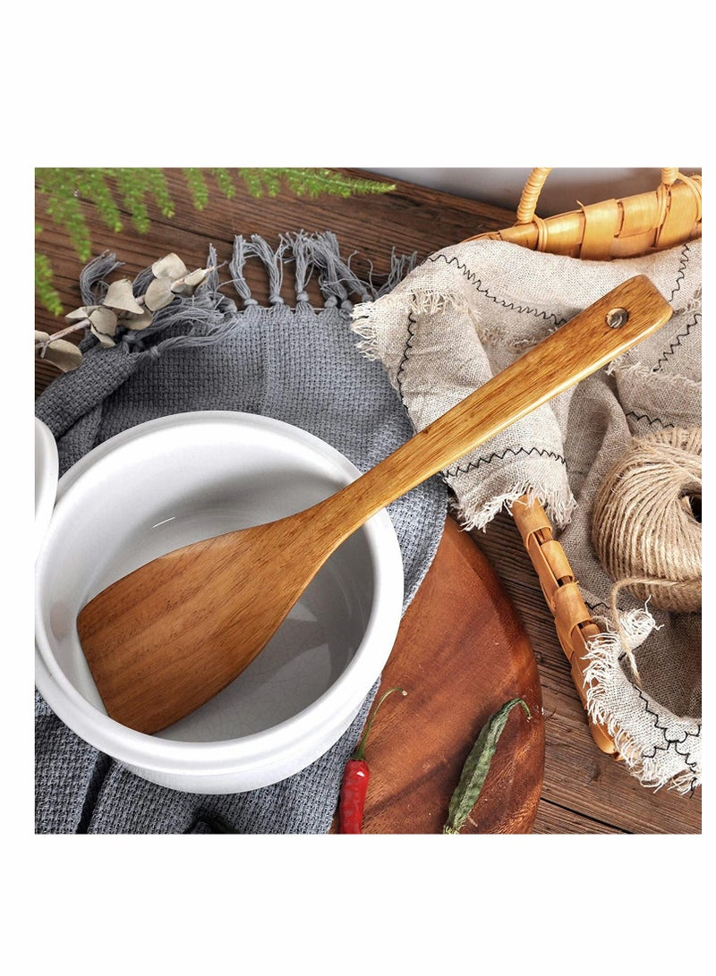 Excefore Wooden Spatula，Long handle Flat Frying Spatula with Hole, Natural Wooden Kitchen Tools, Handmade for Kitchen Cookware (Frying Spatula) - Image 4