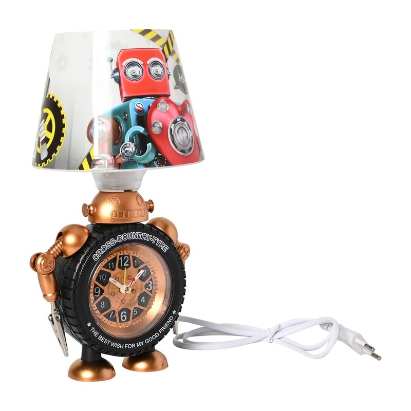 NYRWANA Analogue Desk Tyre Clock Table with Lamp for Home Best Diwali Gifts Items Diwali Home Decor Items Gold - Image 3