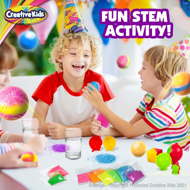 Creative Kids كرات قفز سحرية للأطفال - ألعاب STEM DIY - مجموعة علوم للأطفال - 25 كيس ملون و 5 قوالب لصنع حتى 43 كرة - Image 5