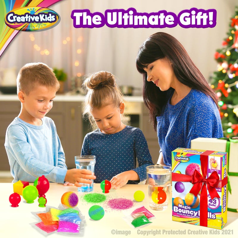 Creative Kids كرات قفز سحرية للأطفال - ألعاب STEM DIY - مجموعة علوم للأطفال - 25 كيس ملون و 5 قوالب لصنع حتى 43 كرة - Image 4