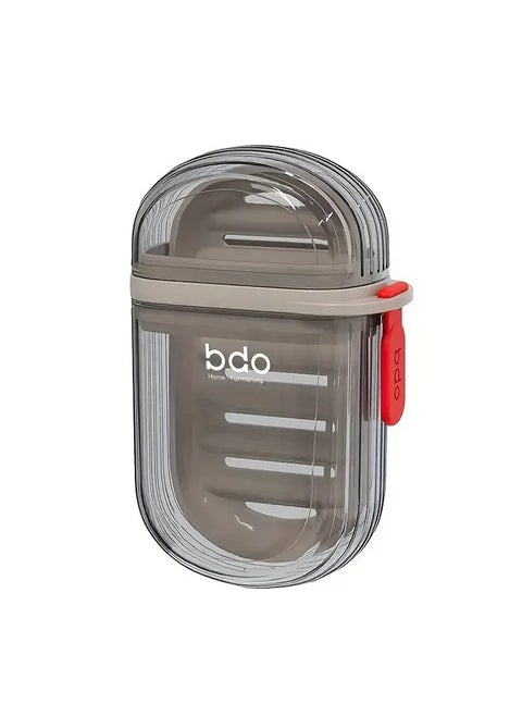 Portable Travel Soap Box with Lid, Sealed Leak-Proof Soap Case, Drain Layer Design, Durable PET Material, Compact Hygiene & Sanitation Storage Container