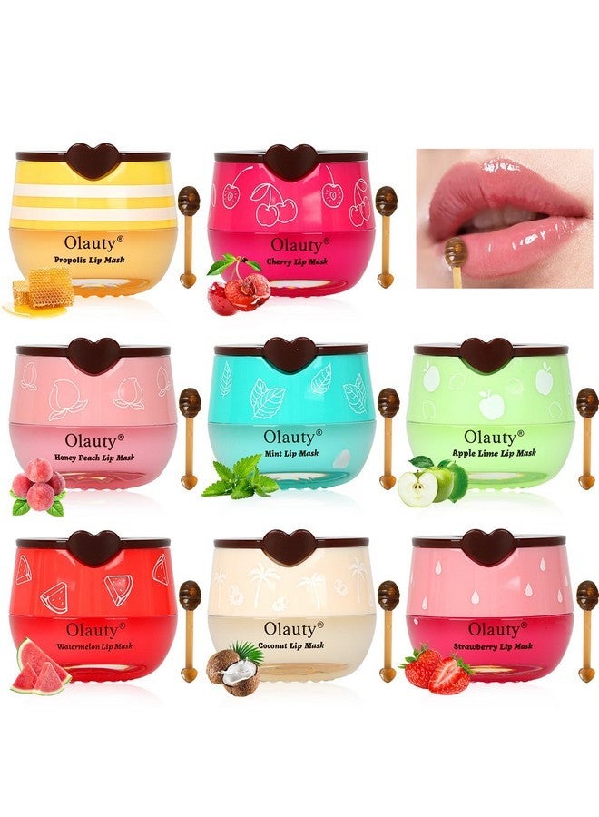 MinFei Bee Lip Balm Honey Pot,8PCS Lip Mask Overnight,Hydrating Prevention Dry and Cracked Lip Scrubs Exfoliator Lip Care,Moisturizing Lip Sleeping Mask Reduces Lip Lines  - Image 1