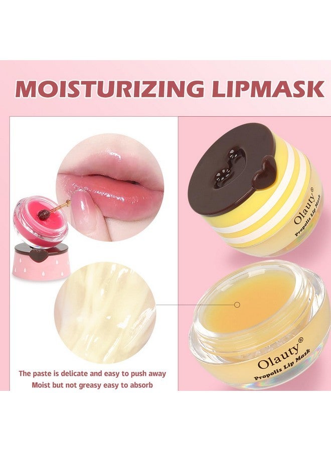 MinFei Bee Lip Balm Honey Pot,8PCS Lip Mask Overnight,Hydrating Prevention Dry and Cracked Lip Scrubs Exfoliator Lip Care,Moisturizing Lip Sleeping Mask Reduces Lip Lines  - Image 3