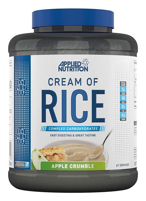 Cream Of Rice High Carbohydrate Cream Of Rice Supplement, Source Of Energy For Breakfast And Snacks Easy To Digest, Low Sugar, Low Fat, Vegan, 2Kg (Apple Crumble)