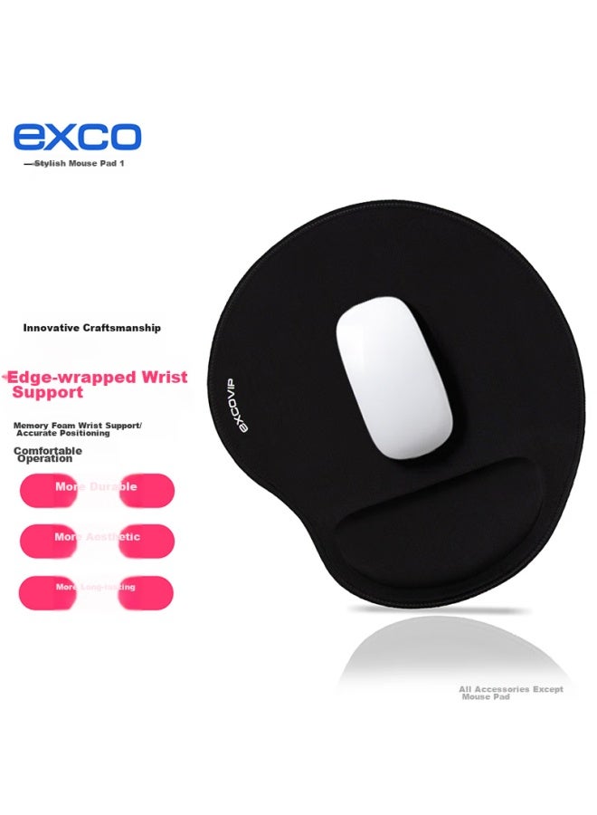 Exco Mouse Pad Wrist Rest Large Size, Edge-bound Memory Foam Wrist Pad, Mouse Pad Wrist Support Pad For Laptop, Office, Gaming, Locking Edge Hand Rest Pillow, Black 9101 - Image 1