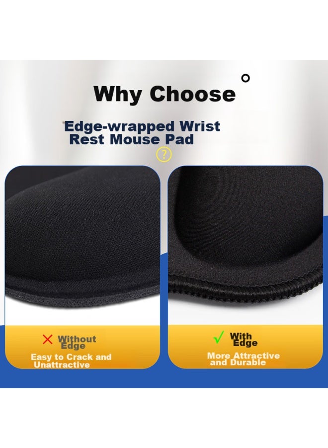 Exco Mouse Pad Wrist Rest Large Size, Edge-bound Memory Foam Wrist Pad, Mouse Pad Wrist Support Pad For Laptop, Office, Gaming, Locking Edge Hand Rest Pillow, Black 9101 - Image 2