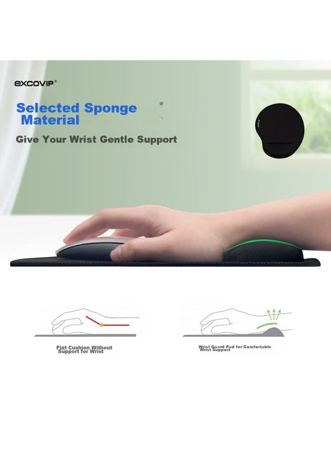Exco Mouse Pad Wrist Rest Large Size, Edge-bound Memory Foam Wrist Pad, Mouse Pad Wrist Support Pad For Laptop, Office, Gaming, Locking Edge Hand Rest Pillow, Black 9101 - Image 5