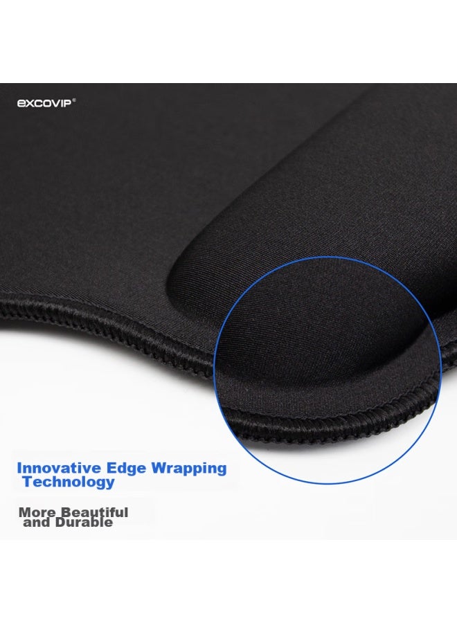 Exco Mouse Pad Wrist Rest Large Size, Edge-bound Memory Foam Wrist Pad, Mouse Pad Wrist Support Pad For Laptop, Office, Gaming, Locking Edge Hand Rest Pillow, Black 9101 - Image 3