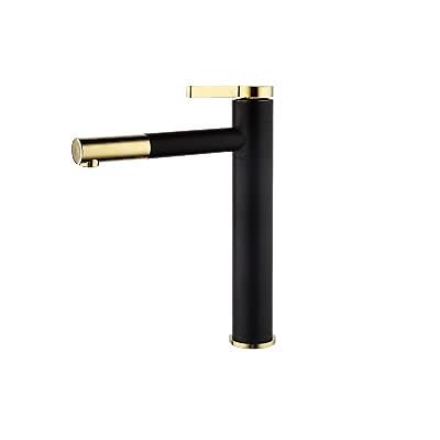 ZAP Lavish Series Basin Mixer Tap Extended Body Hot & Cold Basin Mixer Pillar Tap - Twist Black&Gold - Image 2