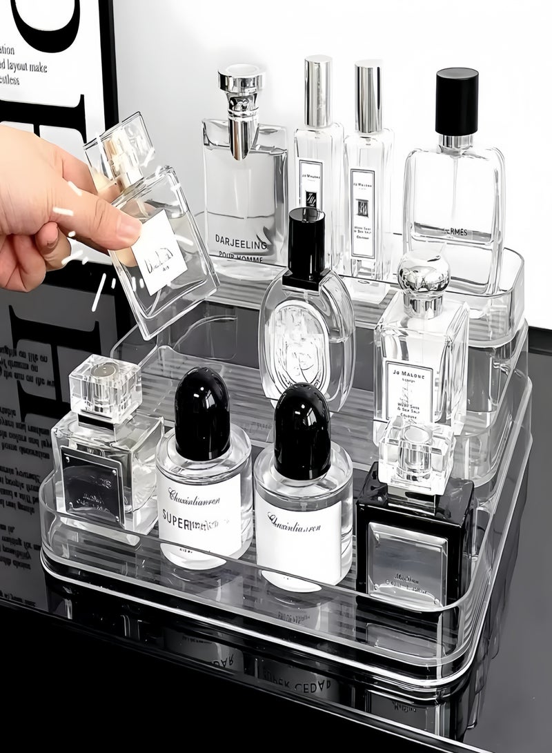 Generic Perfume Storage Rack Bathroom Organizer Countertop 3Tier Cosmetic Shelf Makeup Skincare Vanity Storage Tray for Dresser Cosmetic Makeup Brushes Toiletries Kitchen Spice Rack  - Image 2