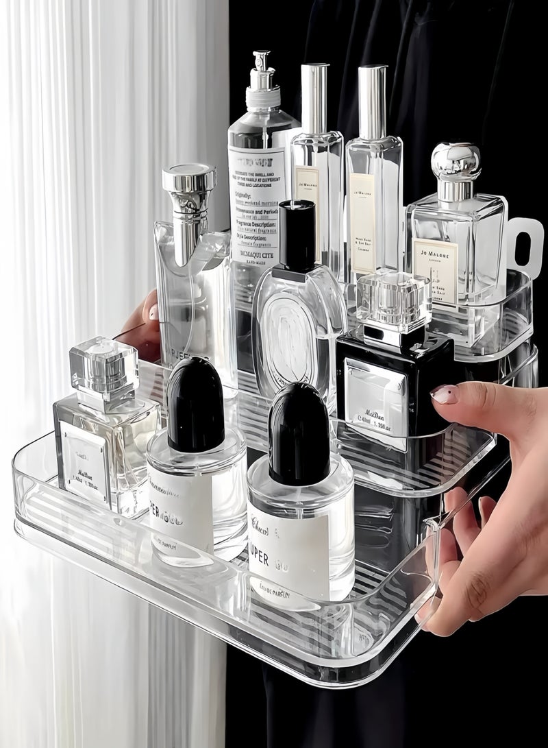 Generic Perfume Storage Rack Bathroom Organizer Countertop 3Tier Cosmetic Shelf Makeup Skincare Vanity Storage Tray for Dresser Cosmetic Makeup Brushes Toiletries Kitchen Spice Rack  - Image 3