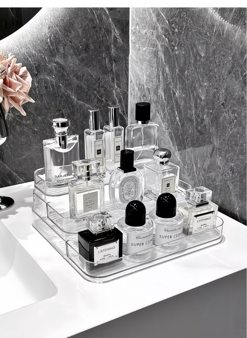 Generic Perfume Storage Rack Bathroom Organizer Countertop 3Tier Cosmetic Shelf Makeup Skincare Vanity Storage Tray for Dresser Cosmetic Makeup Brushes Toiletries Kitchen Spice Rack  - Image 4