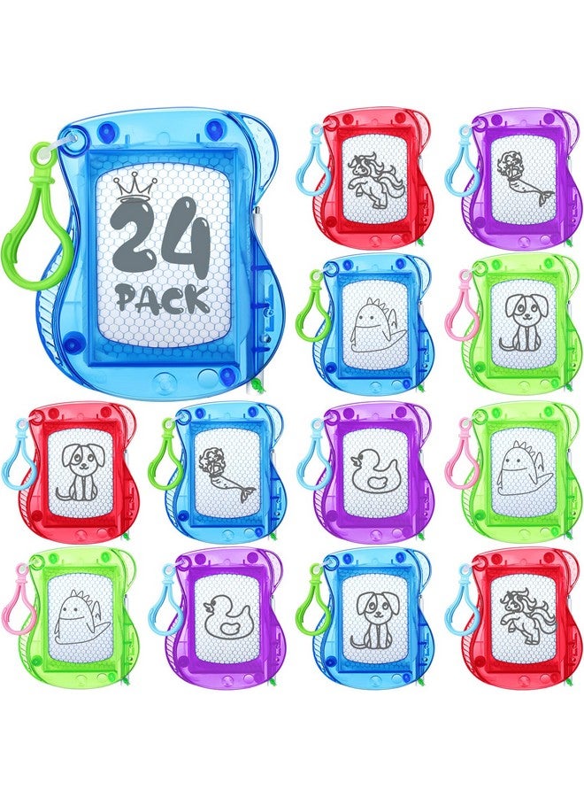 Chinco Chinco 24 Pieces Kids Mini Magnetic Drawing Board for Backpack Keychain Clip Erasable Mini Doodle Boards Toys for Party Colorful Writing Sketch Painting Pad Set Classroom Reward Supplies(Classic)  - Image 1
