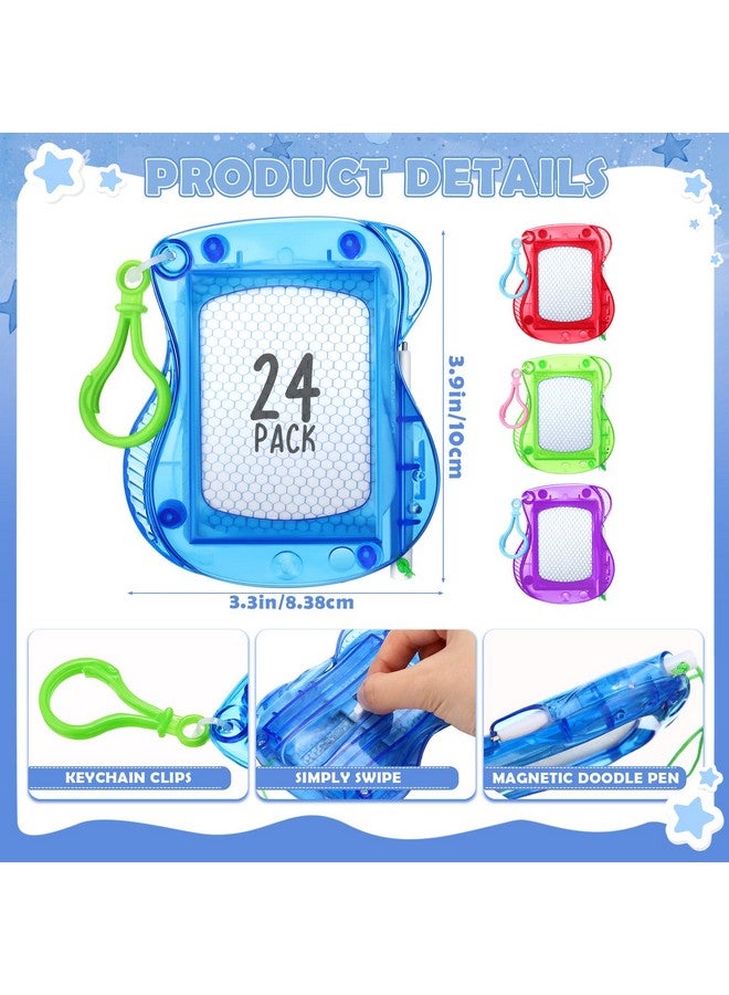 Chinco Chinco 24 Pieces Kids Mini Magnetic Drawing Board for Backpack Keychain Clip Erasable Mini Doodle Boards Toys for Party Colorful Writing Sketch Painting Pad Set Classroom Reward Supplies(Classic)  - Image 2