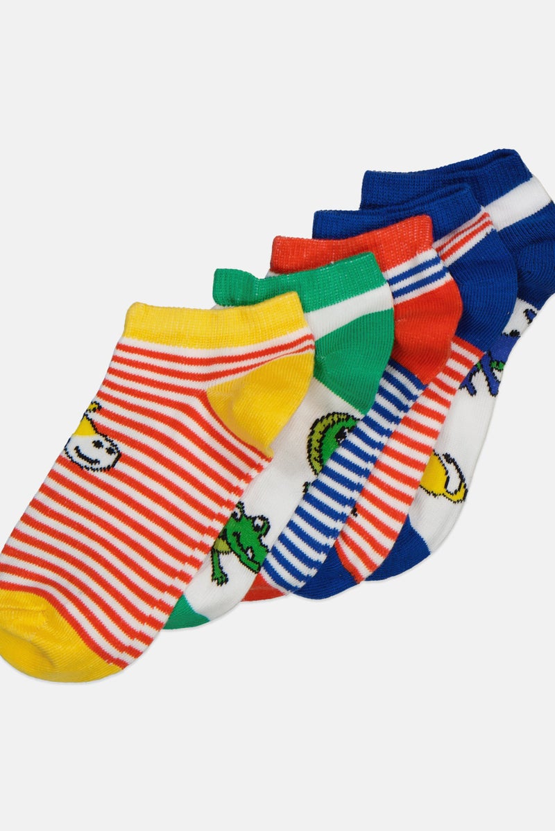 RBX Kids Boy 5 Pairs Stripe Ankle Socks, Blue - Image 2