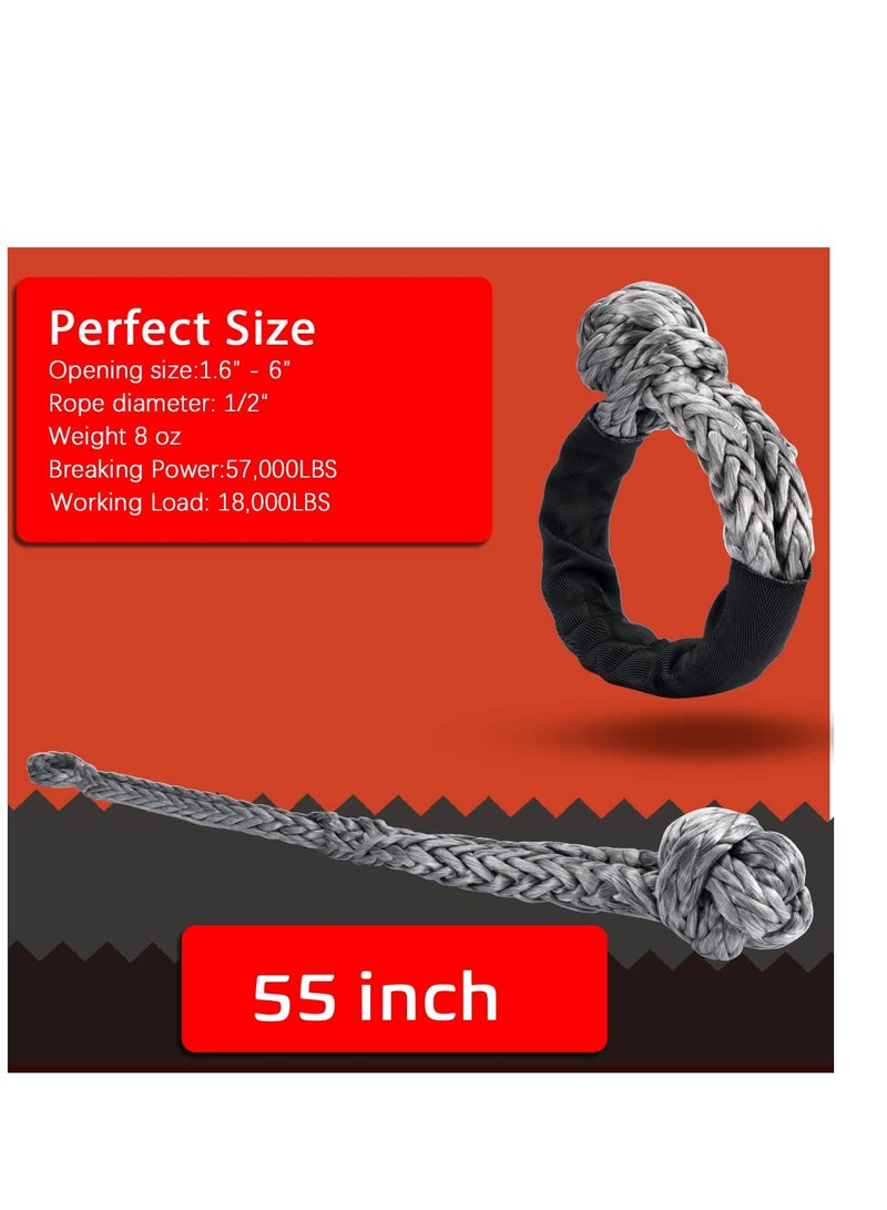 SYOSI Soft Shackle Synthetic Road Recovery Rope 1/2' X 22 Inch (57,000LBS) Breaking Strength for Sailing SUV ATV 4X4 Truck Jeep 2 Pack -Safer Than Metal Shack - Image 2