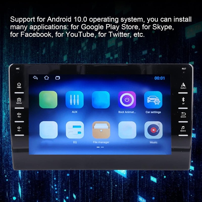 klarako Car Entertainment Multimedia System, klarako 8in Car Stereo GPS Navigation for Android10.0 Wifi FM Radio Media Player Mirror Link Capacitive Touch Screen(1+16G) - Image 5