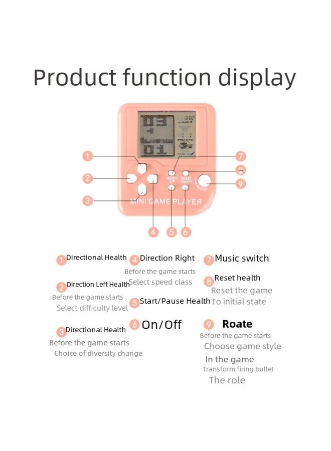 Mini Portable Game Console Toy Electronic Blocks Retro Classic Gift Keychain Toy Handheld Video Game Player Key Ring-Color:Transparent Series White  - Image 4