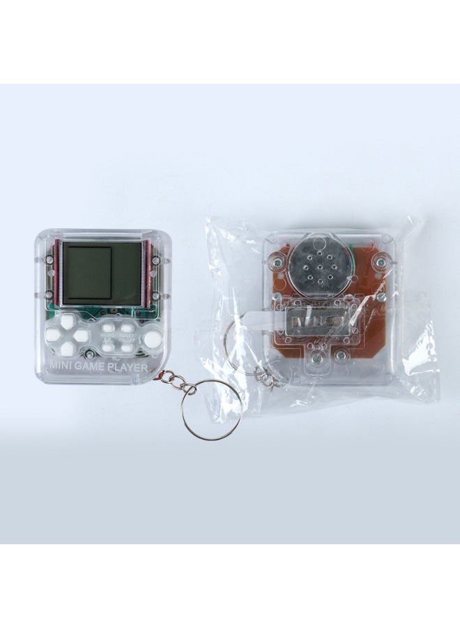 Mini Portable Game Console Toy Electronic Blocks Retro Classic Gift Keychain Toy Handheld Video Game Player Key Ring-Color:Transparent Series White  - Image 1