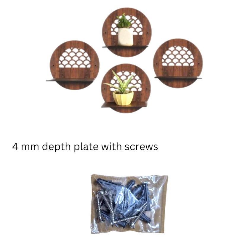 CRAFTINKY Wooden Frame Wall Mounted Shelves for Home Decor Stylish Modern Antique Wall Hanging Decoration for Living Room Bedroom and Dining Room Circle Set of 4 - Image 3