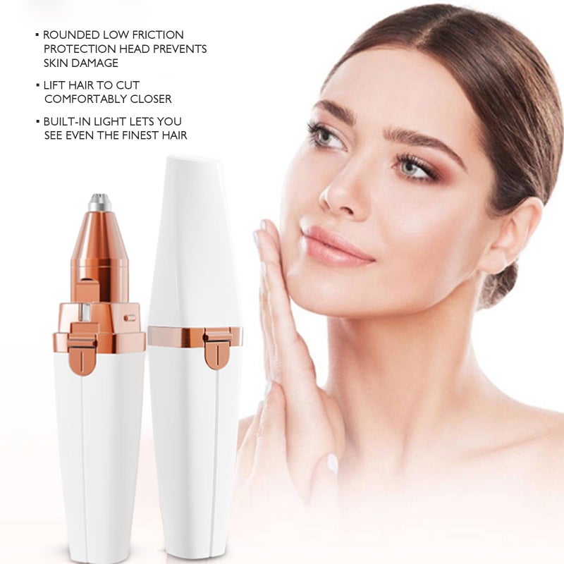 Esermoon Facial Hair Remover, Eyebrow Trimmer, Portable 2 in 1 Razor & Portable Electric Shaver Painless for Women, Hair Removal Device with Led, Womens Facial Hair Shaver for Eyebrowsï¼ˆBatteries Not Includedï¼‰ - Image 2