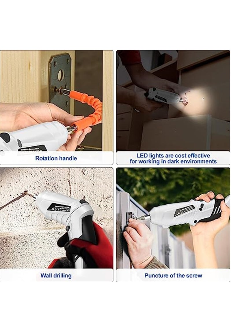 Generic Electric Screwdriver Cordless 3N·m Max Torque Electric Screwdriver Kit with 47 Accessories 3.6V Cordless Screwdriver with USB Cable LED Light for Home Office DIY  - Image 5