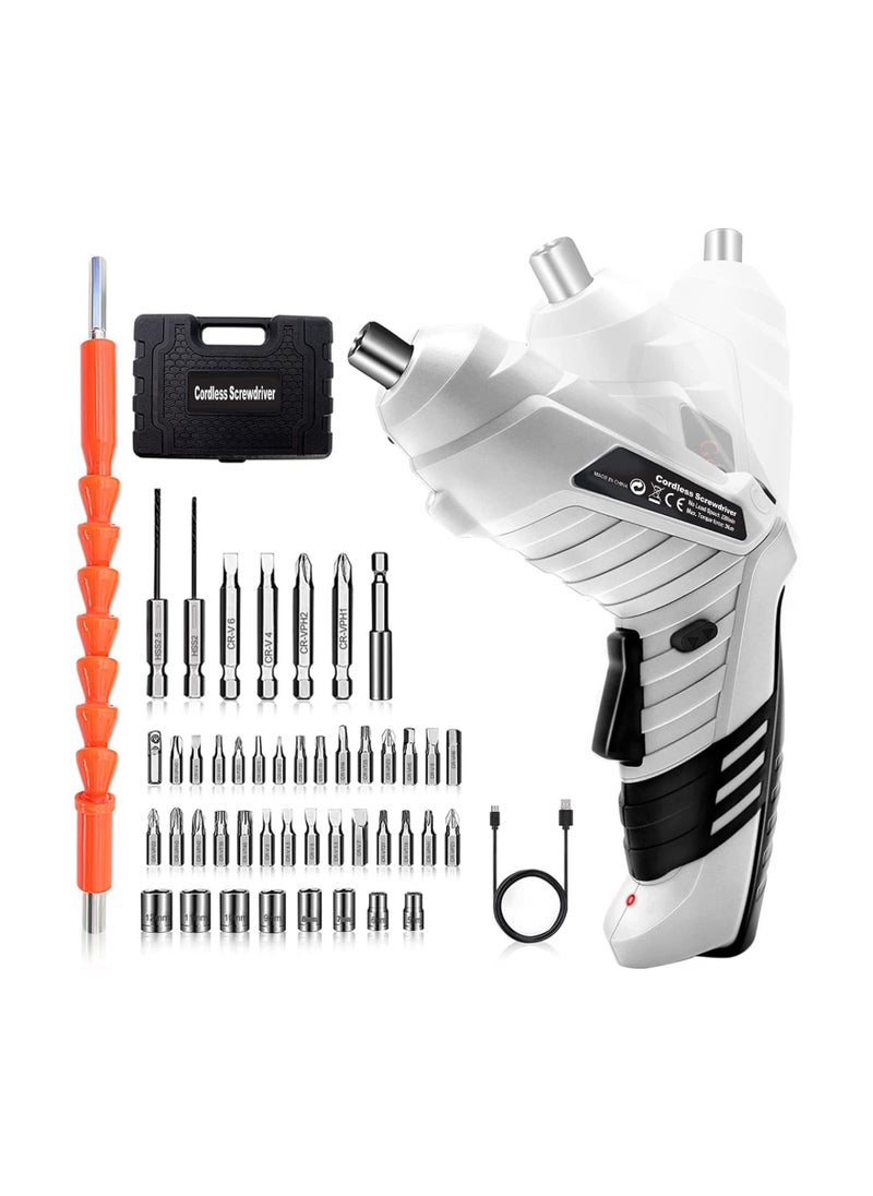 Generic Electric Screwdriver Cordless 3N·m Max Torque Electric Screwdriver Kit with 47 Accessories 3.6V Cordless Screwdriver with USB Cable LED Light for Home Office DIY  - Image 1