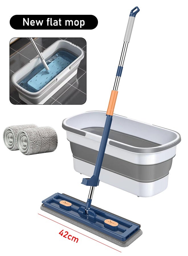 Anti-mite flat mop (with EVA scraper), quick scraping and drying, lightweight and efficient floor cleaning tool  Floor mop, 360° handheld washable mop, household cleaning, hardwood floor mop, mop suitable for wooden floor, laminate floor, tile - Image 1