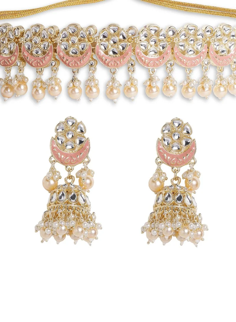 Priyaasi Kundan Stone Studded  Pearl Beaded Jewellery Set
