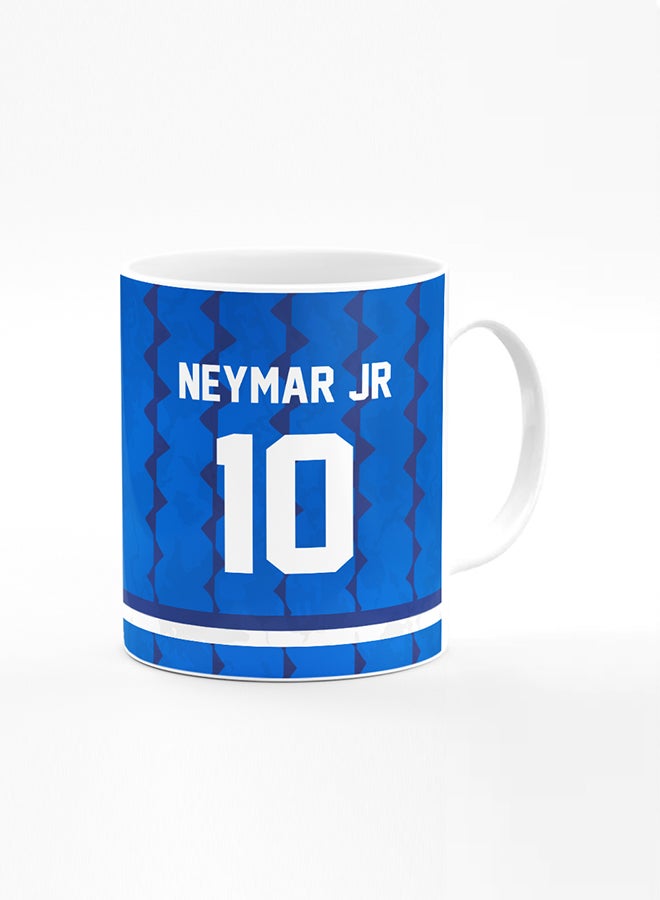 Stylizedd Designer Printed Coffee Mug with Heavy Duty Handle 11oz Ceramic Personalised Gift Mugs Cup - Football Player- Neymar Jersey no 10 Design B  - Image 1