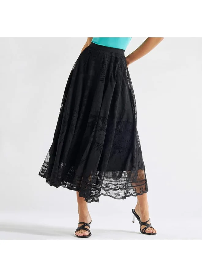 FAV Lace Midi Skirt with Elasticated Waistband