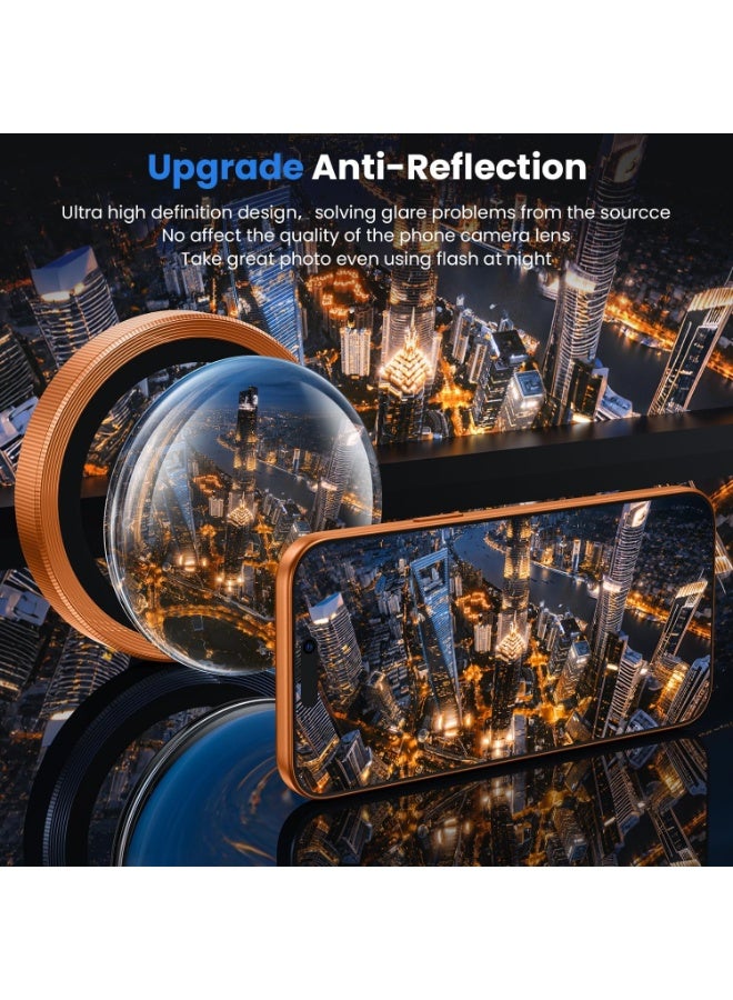 for iPhone 17 Pro max/iPhone 17 Pro Camera Lens Protector Durable, Tempered Glass Camera Cover, Aluminum Camera Ring, Anti Reflective Ultra Clear, and Easy to Install - Orange - Image 5