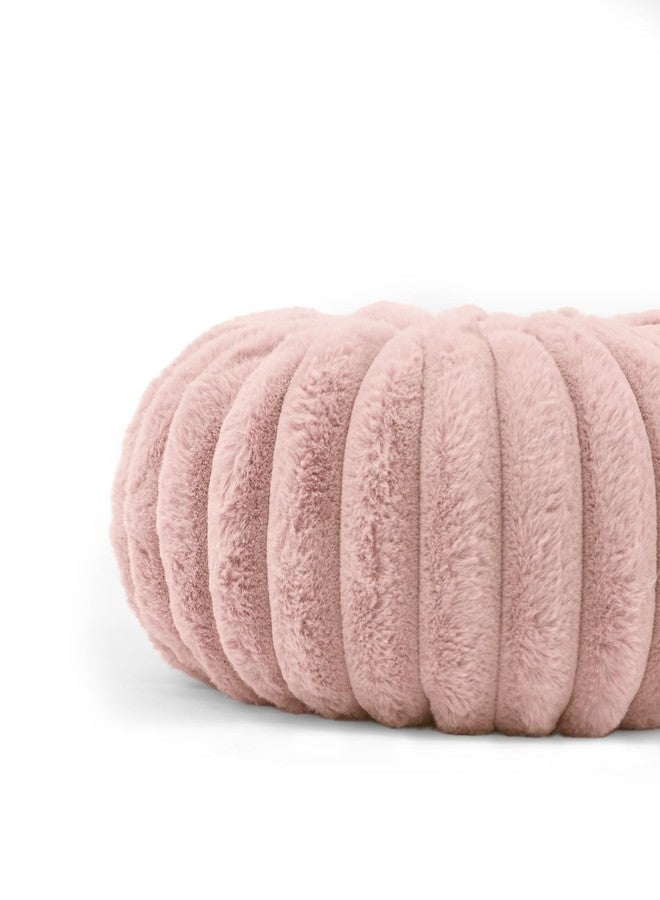 vctops Round Throw Pillow Soft Faux Fur Decorative Pillow Small Pumpkin Throw Pillow Cushion for Living Room Sofa Bed (Pink,13.7" Diameter) - Image 3