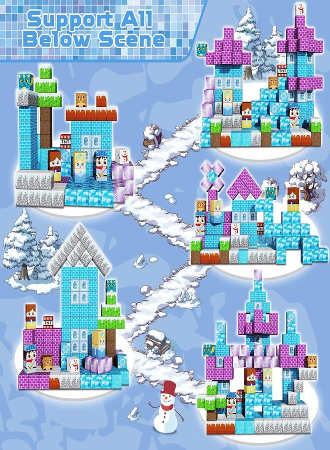 GraceDuck Magnetic Blocks - 150PCS Magnetic Blocks Build Ice Castle - Magnetics Toys for Montessori Toddler Christmas Birthday Gifts - STEM Sensory Toys for 3 4 5 6 7 8 9 10 Year Old Girls - Image 3