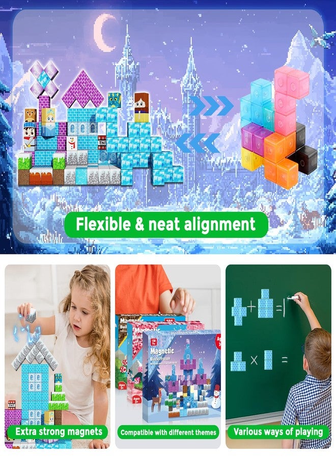 GraceDuck Magnetic Blocks - 150PCS Magnetic Blocks Build Ice Castle - Magnetics Toys for Montessori Toddler Christmas Birthday Gifts - STEM Sensory Toys for 3 4 5 6 7 8 9 10 Year Old Girls - Image 5