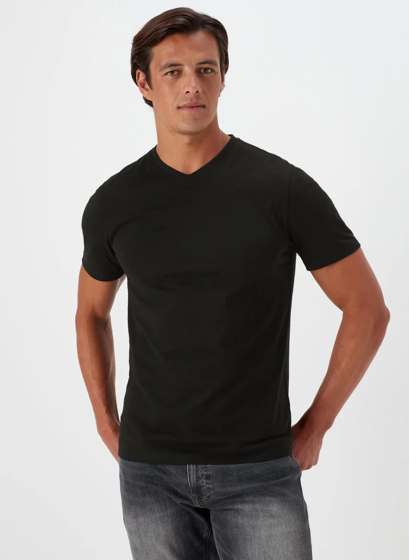 Matalan Black Essential V-Neck T-Shirt