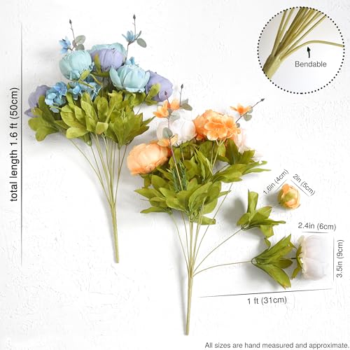 FiveSeasonStuff Vintage Artificial Peonies Silk Flowers and Hydrangeas for Wedding Bridal Home Décor – Beautiful Floral Centerpiece Arrangement Decoration with 2 Bouquets (Vintage Peaceful) - Image 4