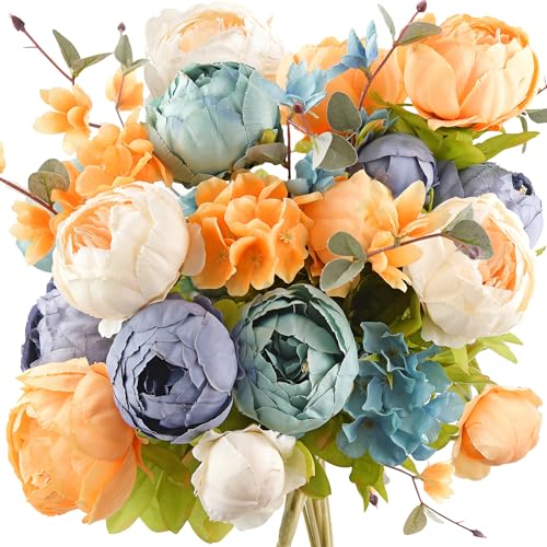 FiveSeasonStuff Vintage Artificial Peonies Silk Flowers and Hydrangeas for Wedding Bridal Home Décor – Beautiful Floral Centerpiece Arrangement Decoration with 2 Bouquets (Vintage Peaceful) - Image 1